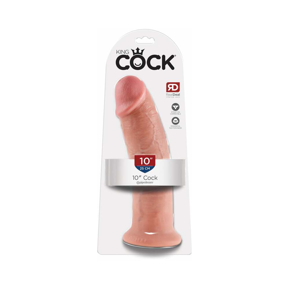 King Cock 10 in. Cock Realistic Dildo With Suction Cup Beige - Fantasies Boutique