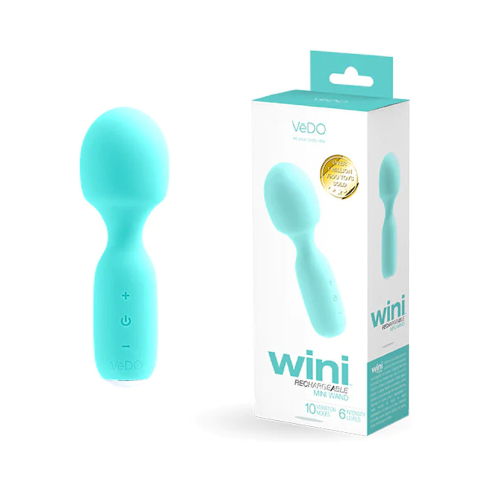Vedo Wini Rechargeable Mini Wand Tease Me Turquoise - Fantasies Boutique