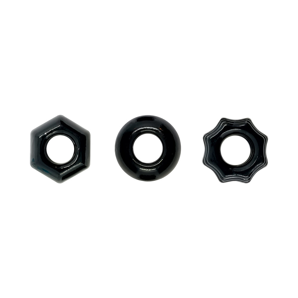 Renegade Chubbies Cock Rings 3-Pack Black - Fantasies Boutique