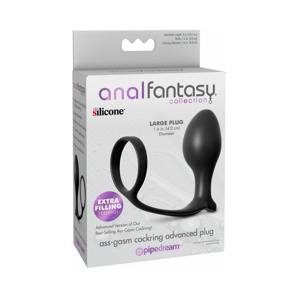 Pipedream Anal Fantasy Collection Silicone Ass-Gasm Cock Ring Advanced Plug Black - Fantasies Boutique