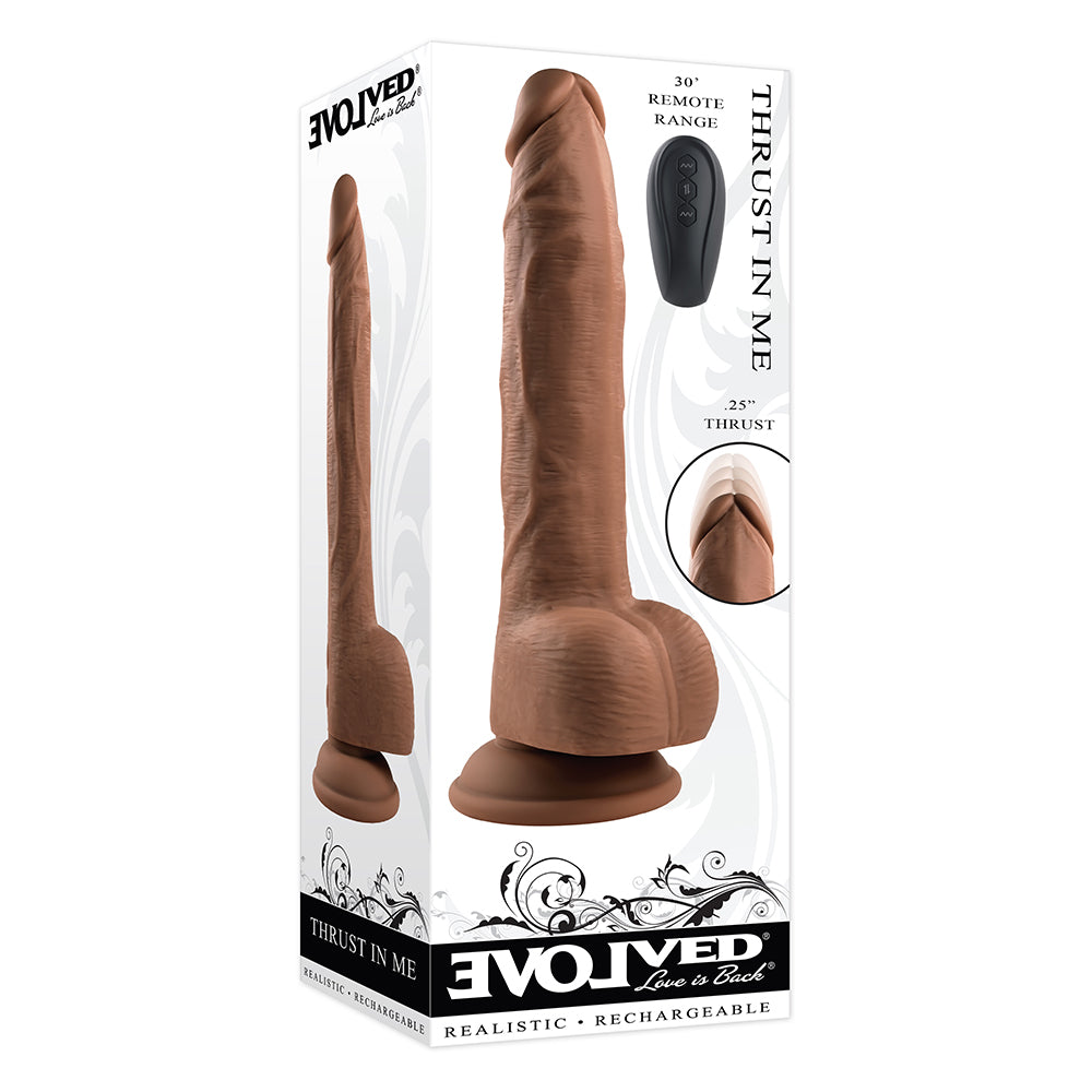 Evolved Thrust In Me Thrusting Vibrating 9.25 in. Dildo Dark - Fantasies Boutique