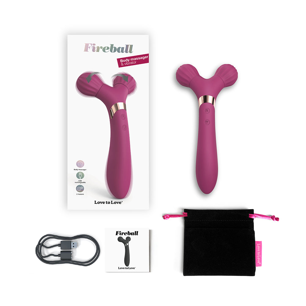 Love to Love Fireball Rechargeable Dual Ended Silicone Body Massager & Vibrator Plum Star - Fantasies Boutique