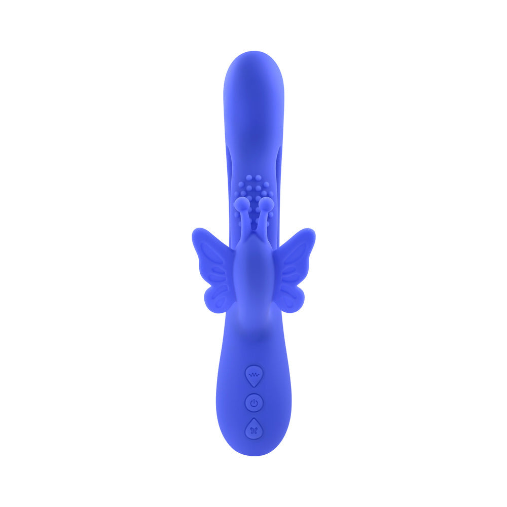 Evolved Butterfly Dreams Rechargeable Dual Stim Vibe Silicone Blue - Fantasies Boutique