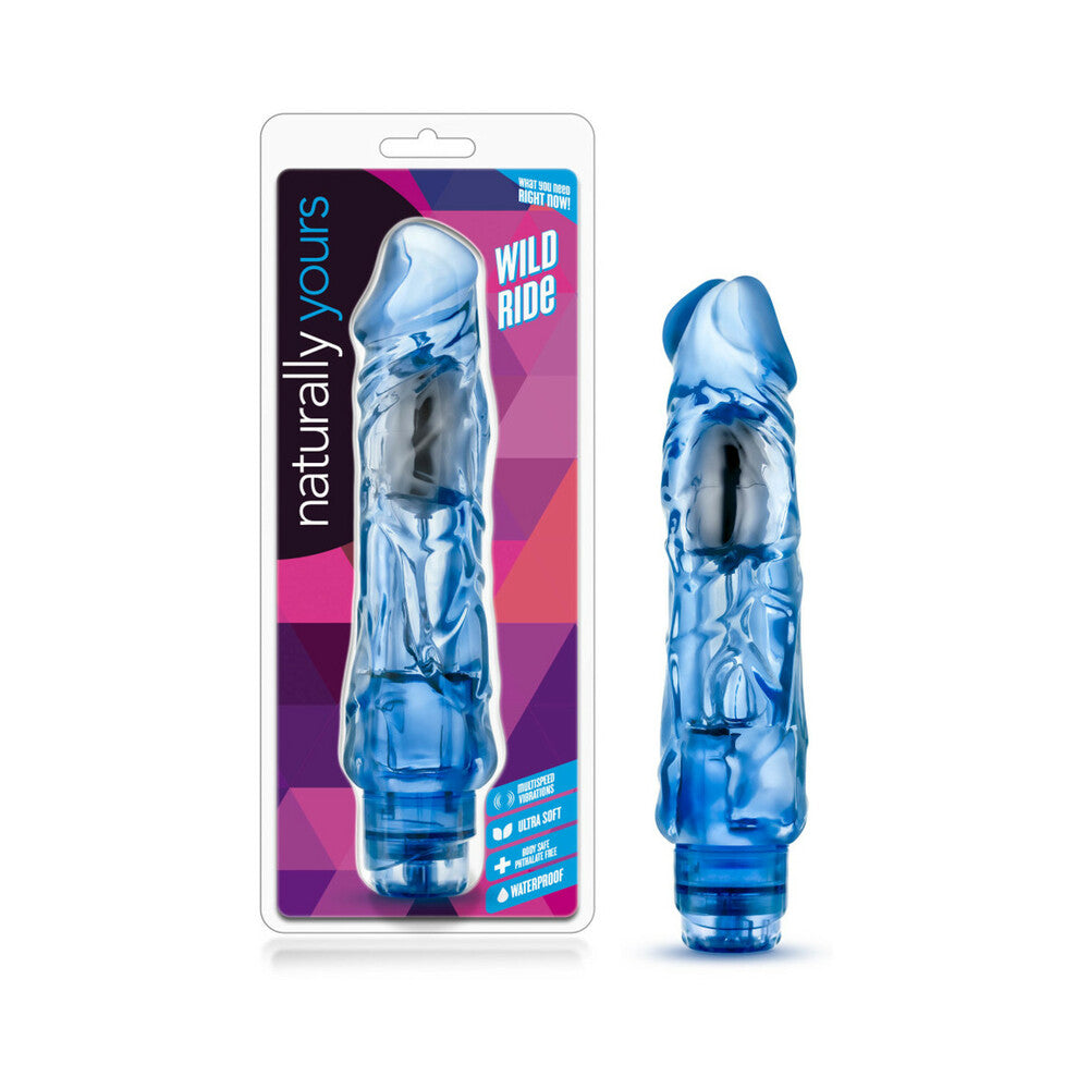 Naturally Yours Wild Ride Realistic 9 in. Vibrating Dildo Blue - Fantasies Boutique