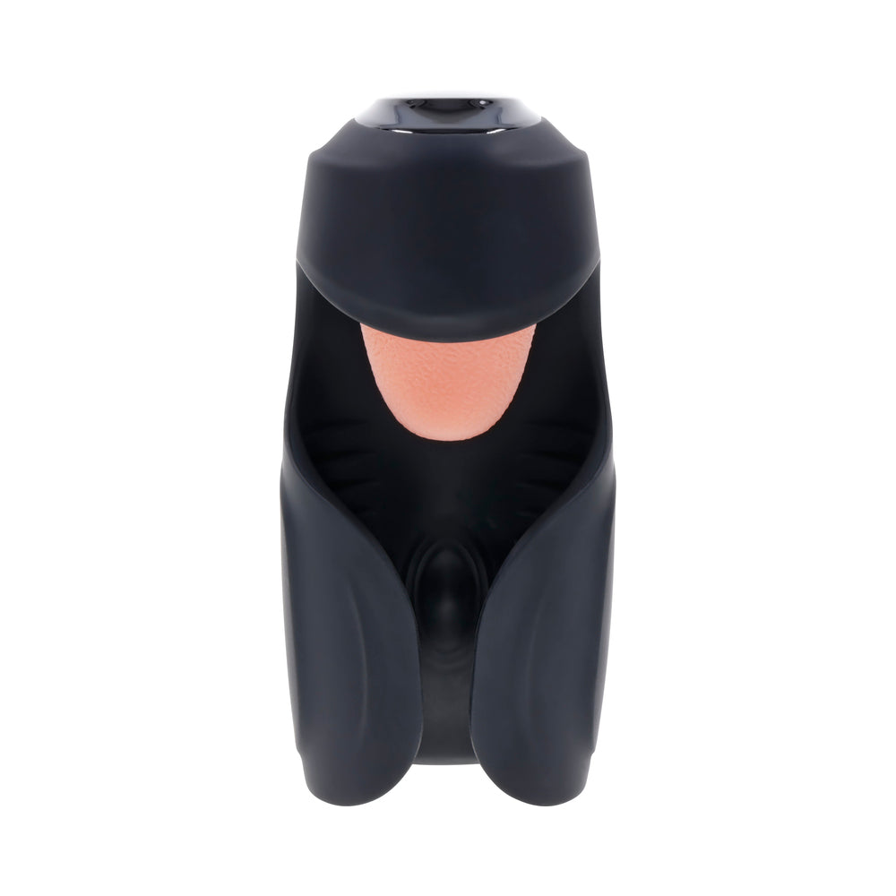 Zero Tolerance Lick The Tip Rechargeable Vibrating Thumping Stroker Silicone Black - Fantasies Boutique