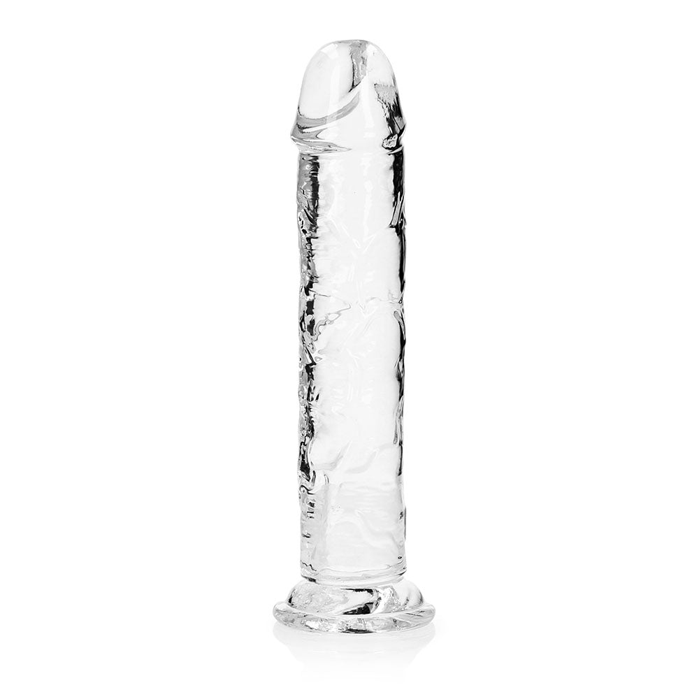 RealRock Crystal Clear Straight 11 in. Dildo Without Balls Clear - Fantasies Boutique