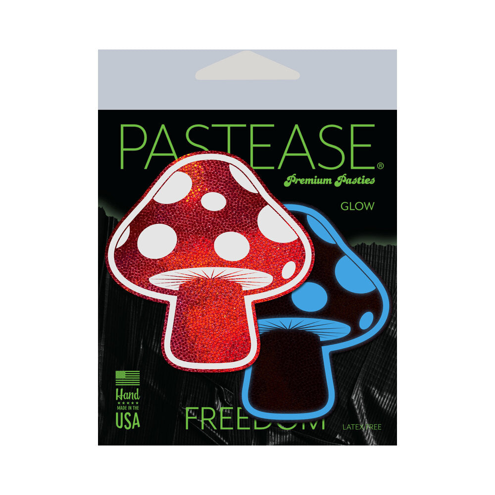 Pastease: Shiny Red & White Glow-in-the-Dark Shroom Pasties
