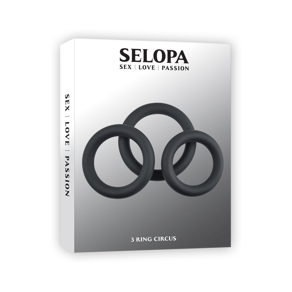 Selopa 3 Ring Circus Cock Ring Set Silicone Black - Fantasies Boutique