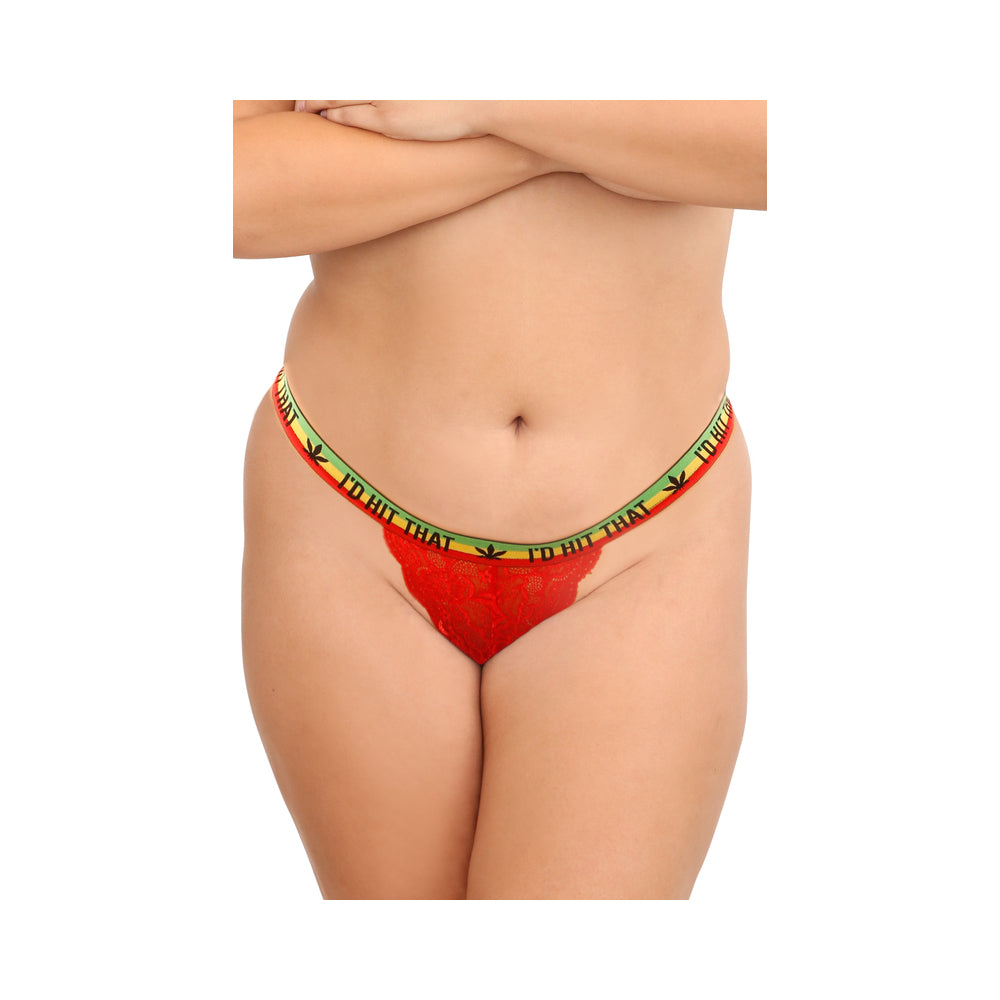 Fantasy Lingerie Vibes Trippy Vibes Pack 3-Piece Lace Thong Panty Set Black/Red/Pink Queen Size - Fantasies Boutique