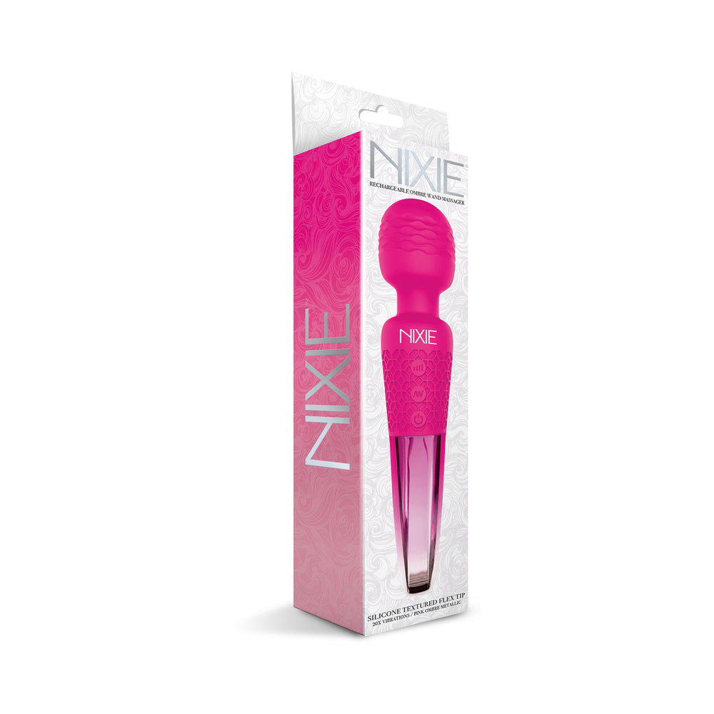 Nixie Rechargeable Wand Massager Pink Ombre Metallic - Fantasies Boutique