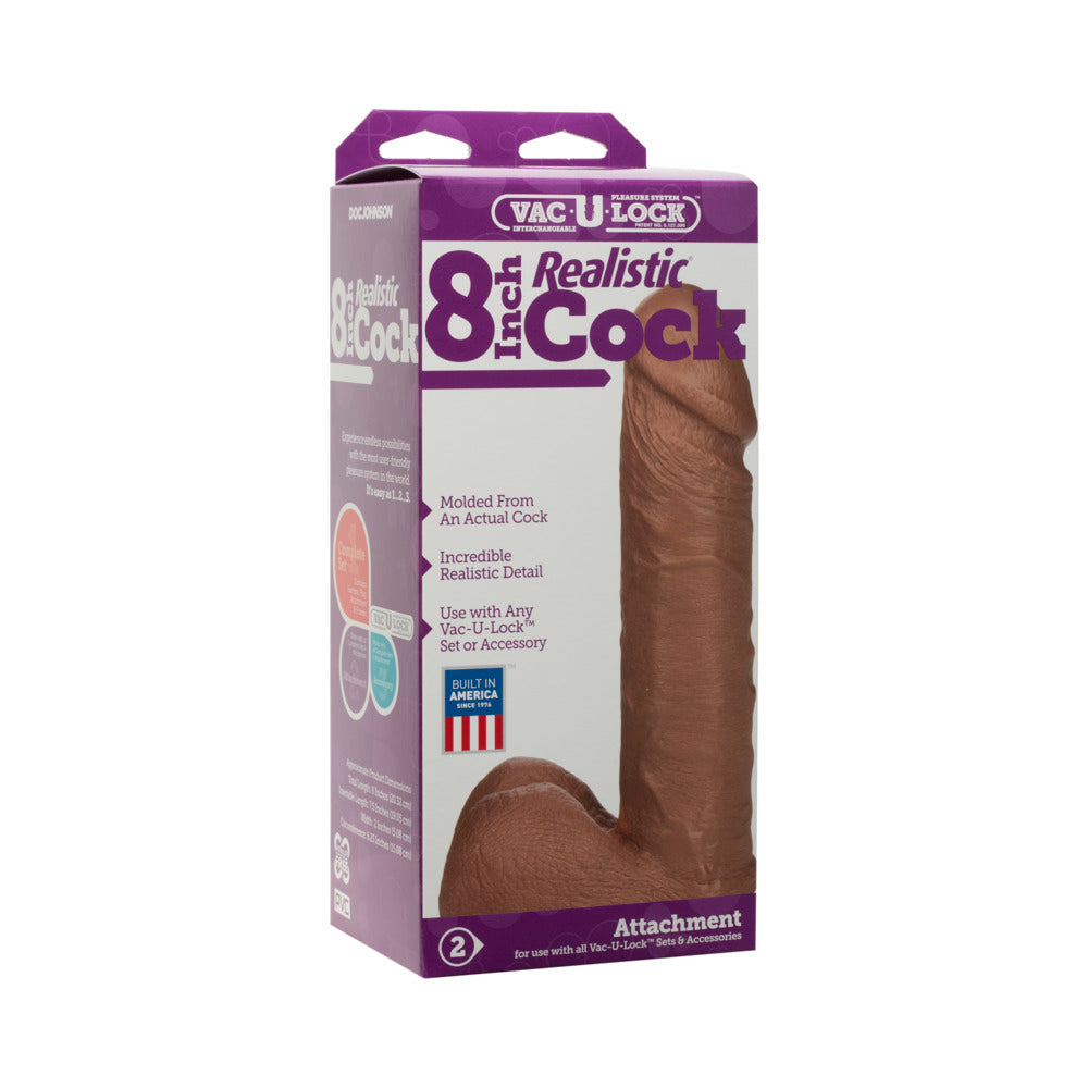 Vac-U-Lock - 8 Inch Realistic Cock Brown - Fantasies Boutique