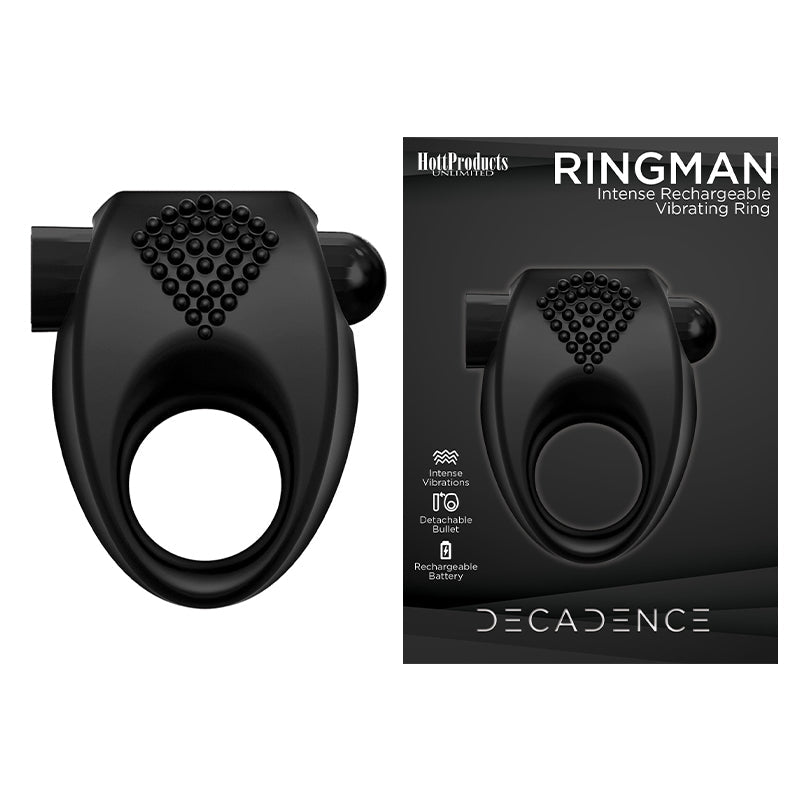 Decadence Ring Man Vibrating Rechargeable Cock Ring Black - Fantasies Boutique