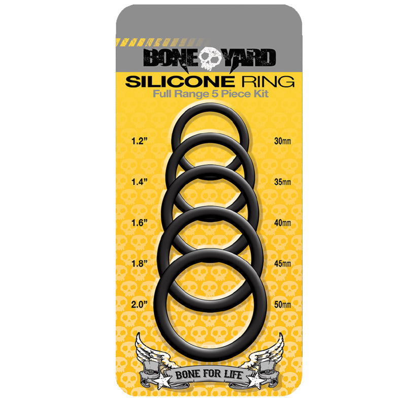 Boneyard Silicone Ring 5 Pcs Kit Black - Fantasies Boutique