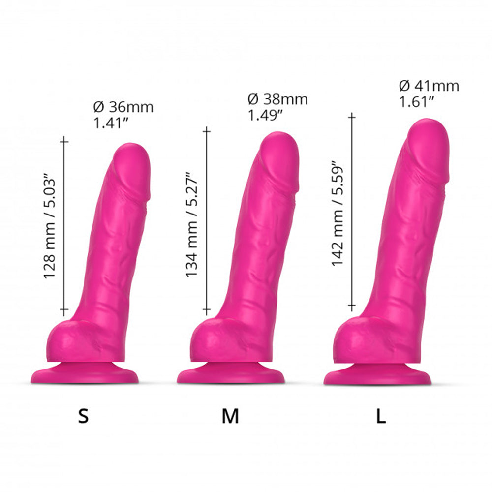 Strap-On-Me Realistic Collection Sliding Skin Dual-Density Silicone Dildo Fuchsia L - Fantasies Boutique