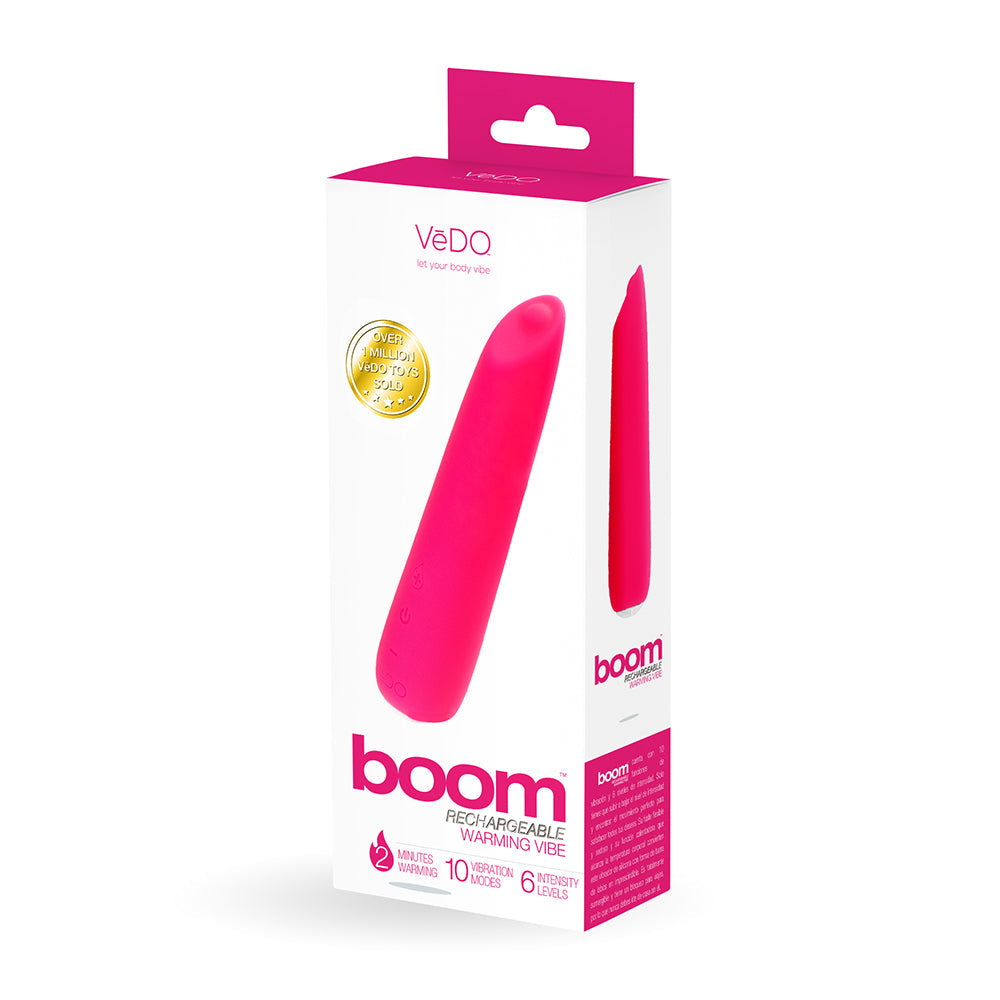 VeDO Boom Rechargeable Warming Silicone Slimline Vibrator Pink - Fantasies Boutique
