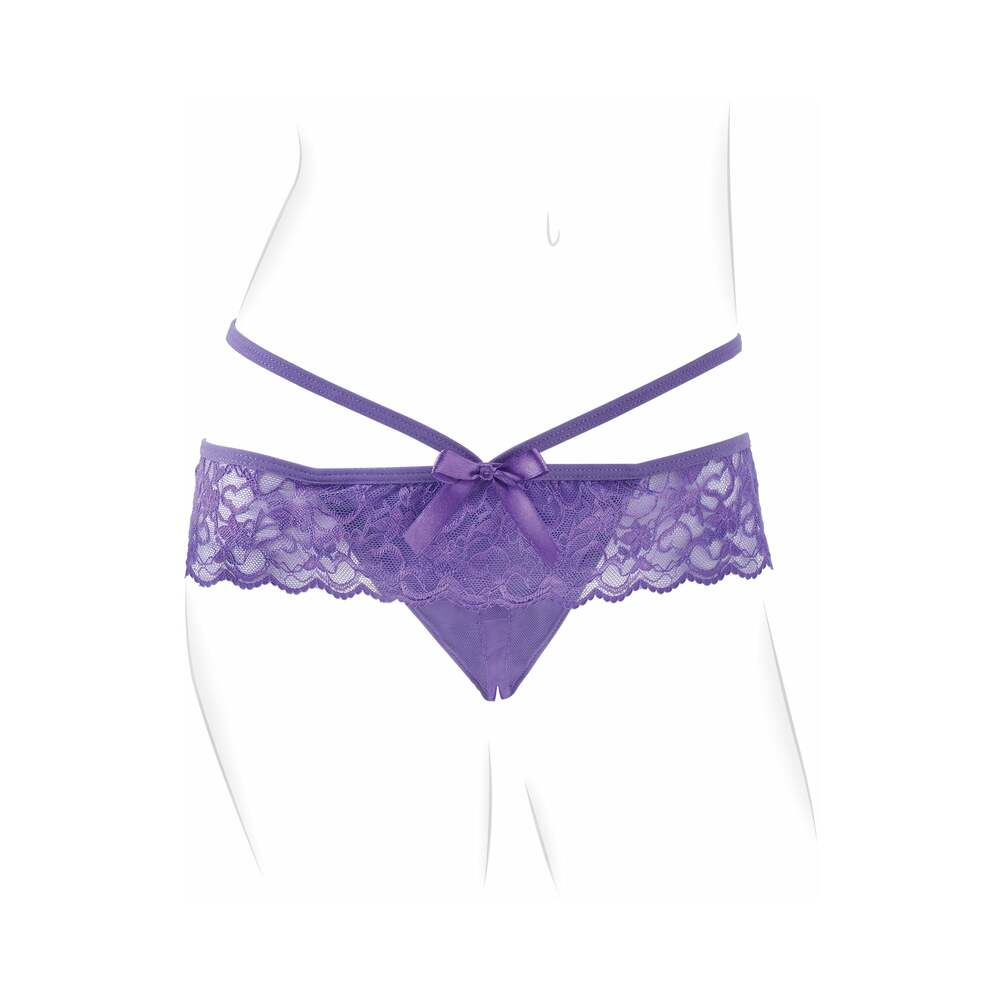 Fantasy For Her Crotchless Panty Thrill-Her & Vibrator Purple