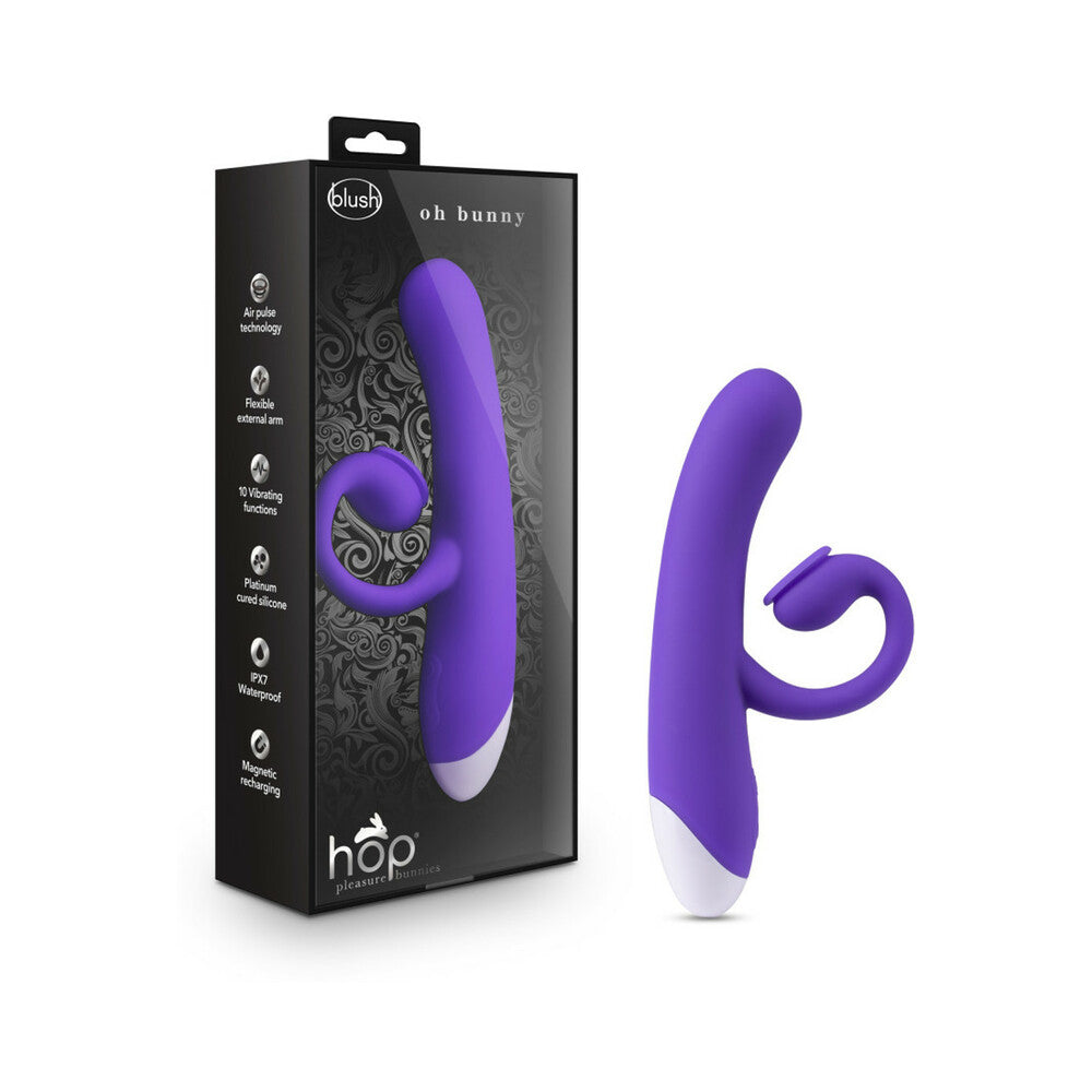 Hop Oh Bunny Rechargeable Silicone Air Pulse Dual Stimulation Vibrator Midnight - Fantasies Boutique