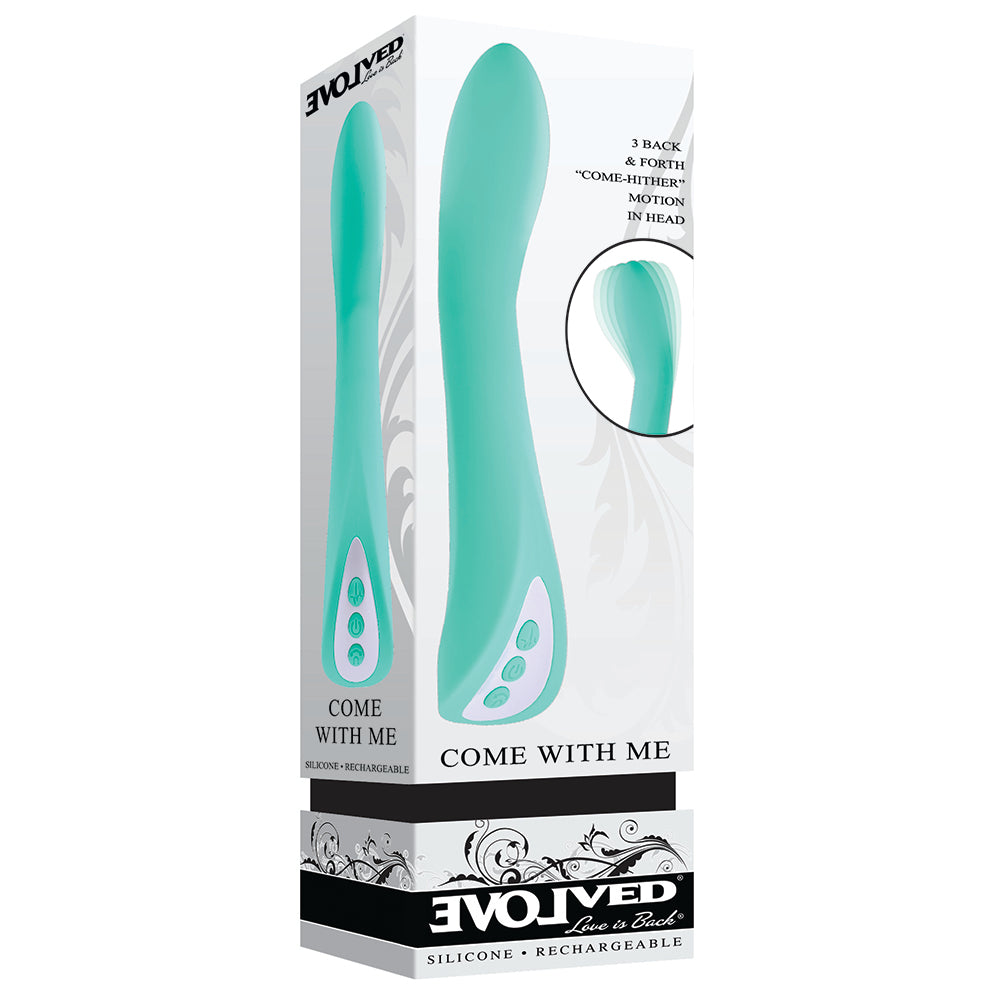 Evolved Come With Me Rechargeable 'Come Hither' Silicone Vibrator Green - Fantasies Boutique