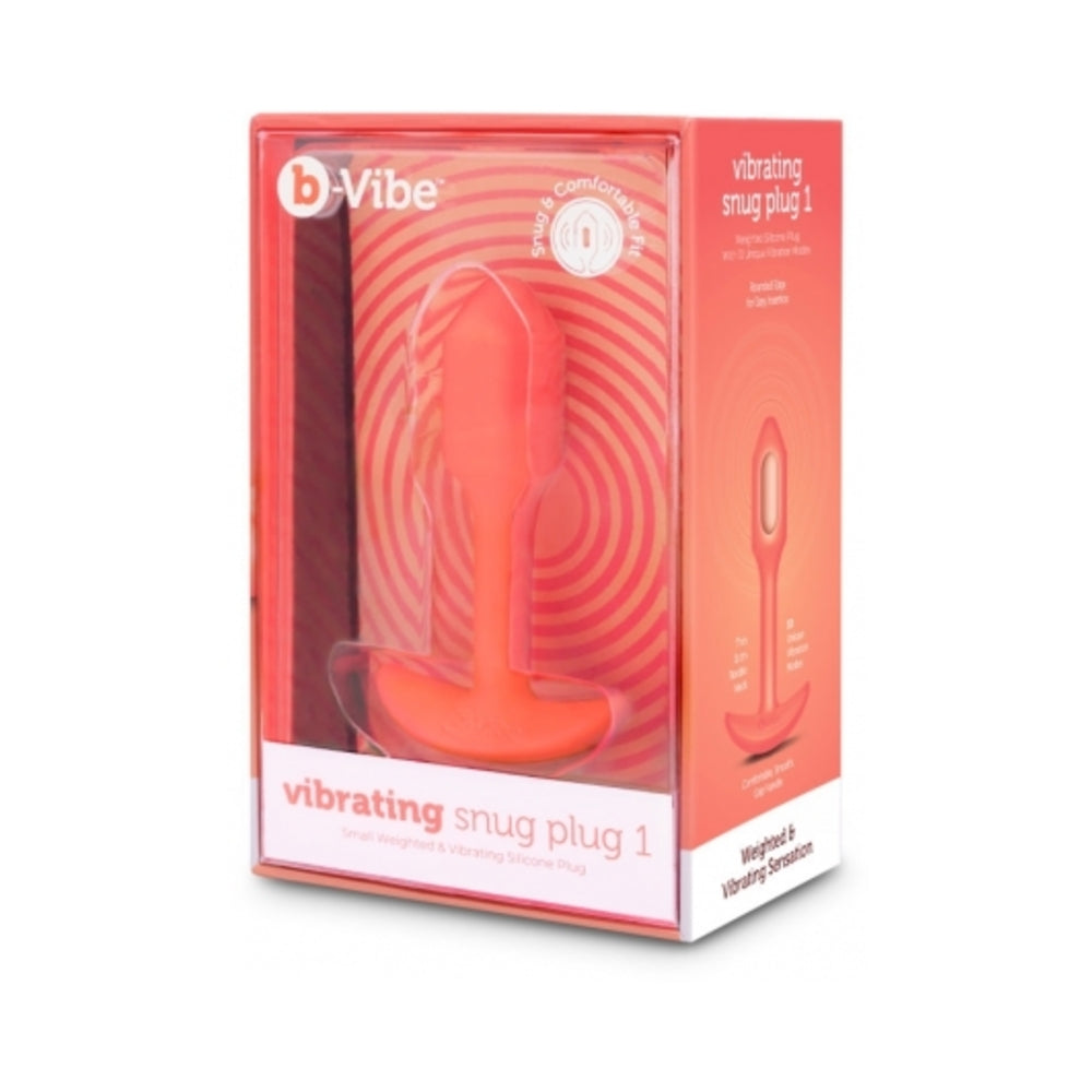 b-Vibe Vibrating Snug Plug 1 Rechargeable Weighted Silicone Anal Plug Orange - Fantasies Boutique