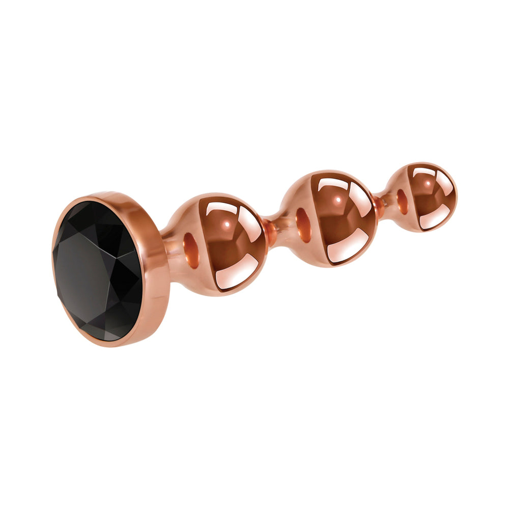 Gender X Gold Digger Rose Gold Beaded Anal Plug With Black Gemstone Base Small - Fantasies Boutique