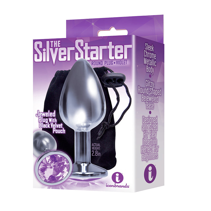 The 9's, The Silver Starter, Bejeweled Stainless Steel Plug, Violet - Fantasies Boutique