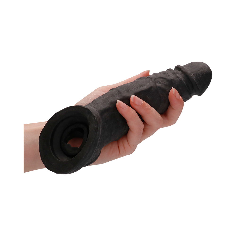 RealRock Realistic 9 in. Penis Sleeve Extender Sling Black - Fantasies Boutique