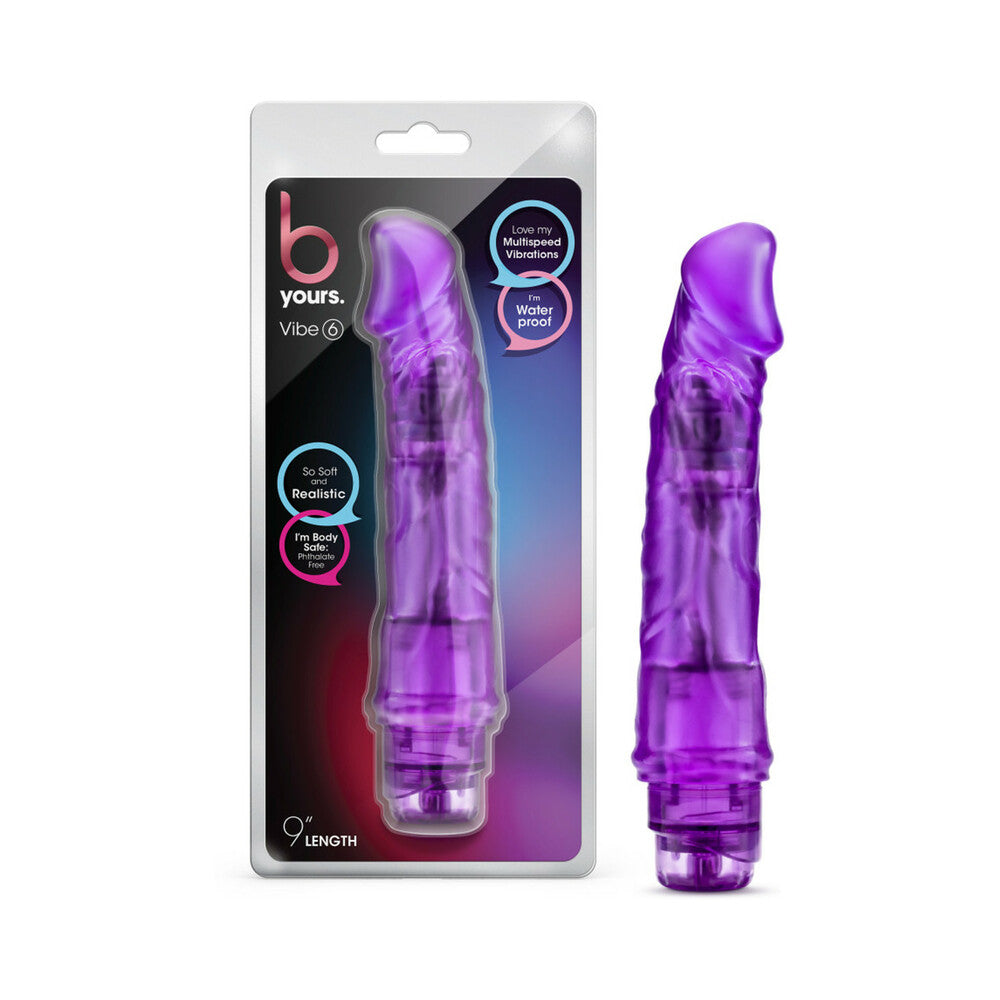 B Yours Vibe 6 Realistic 9.25 in. Vibrating Dildo Purple - Fantasies Boutique