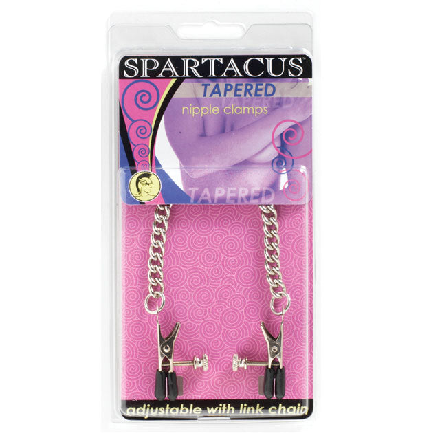 Spartacus Adjustable Tapered Nipple Clamps with Curbed Chain - Fantasies Boutique