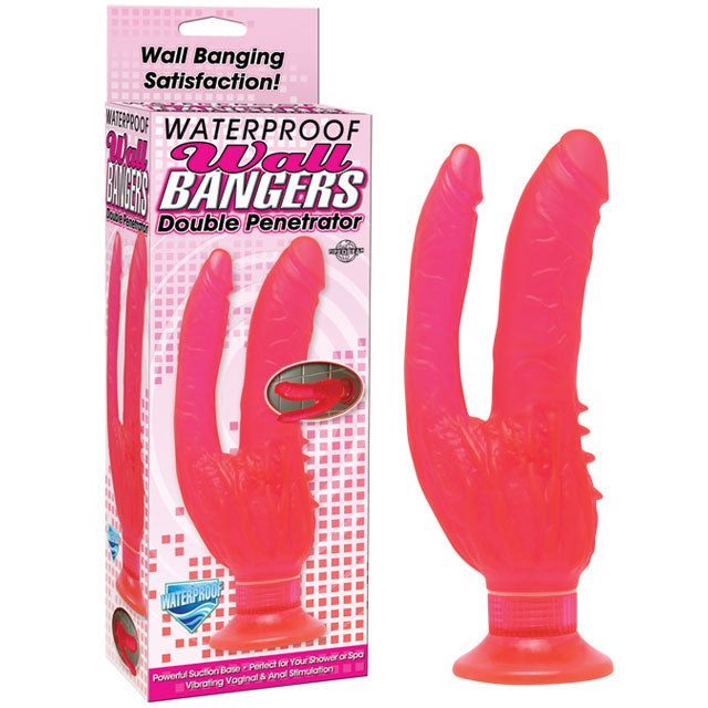 Pipedream Wall Bangers Double Penetrator Vibrator With Suction Cup Pink - Fantasies Boutique