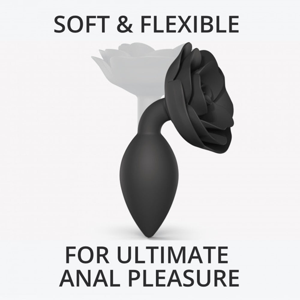 Love to Love Open Roses Silicone Anal Plug Black Onyx L - Fantasies Boutique