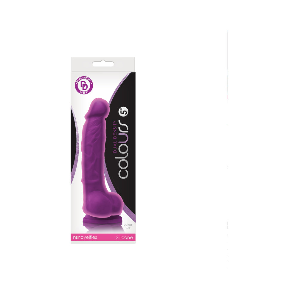 Colours Dual Density 5 in. Dildo Purple - Fantasies Boutique