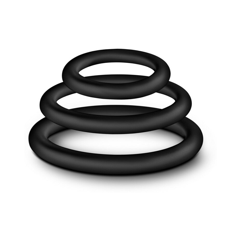 Blush Performance VS4 Pure Premium Silicone Cockrings 3-Pack Set Black - Fantasies Boutique