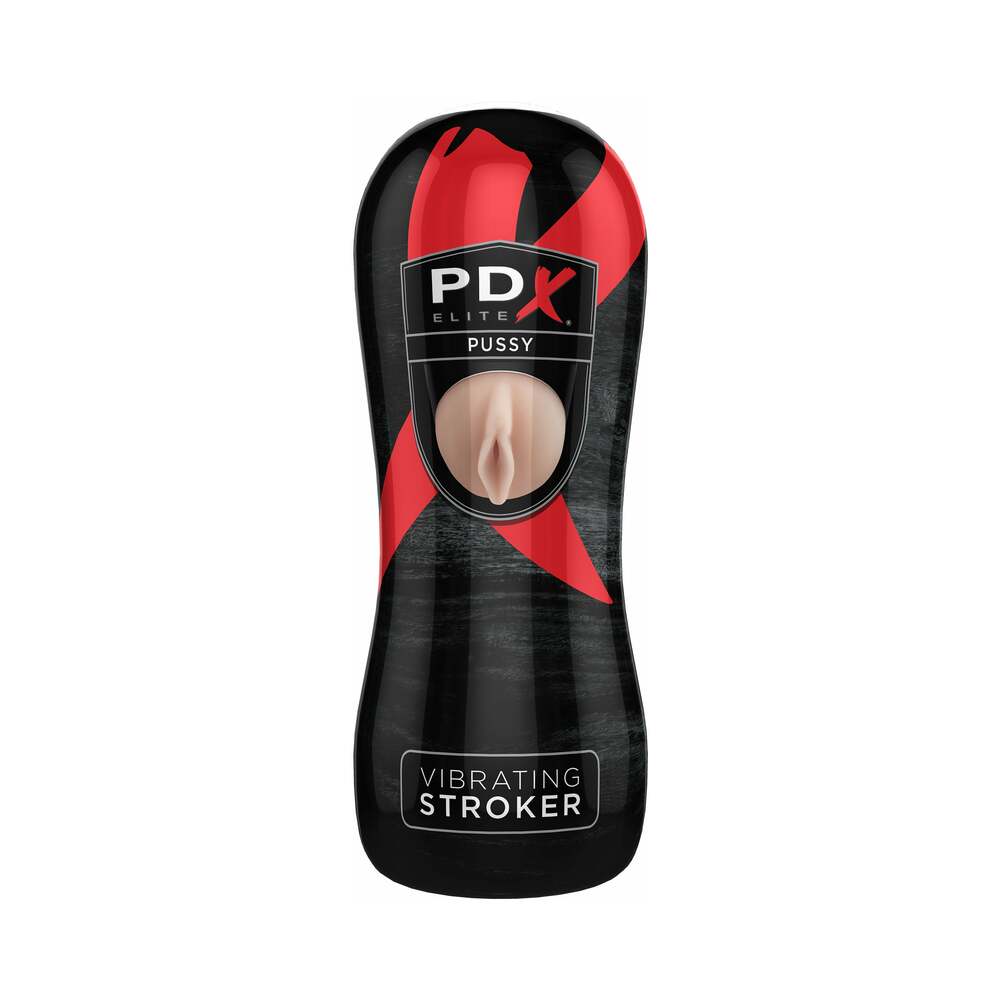 PDX Elite Vibrating Stroker Pussy Beige/Black - Fantasies Boutique