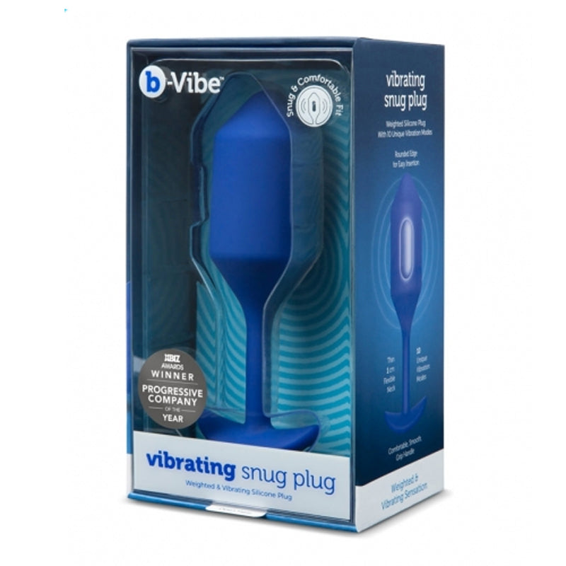 b-Vibe Vibrating Snug Plug 4 Rechargeable Weighted Silicone Anal Plug Navy - Fantasies Boutique