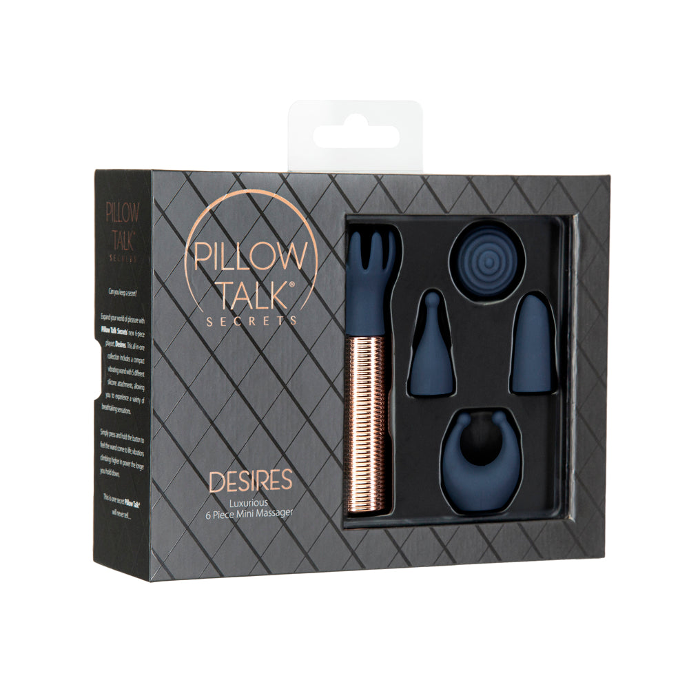 Pillow Talk Secrets Desires 6-Piece Silicone Mini Massager Set Navy - Fantasies Boutique