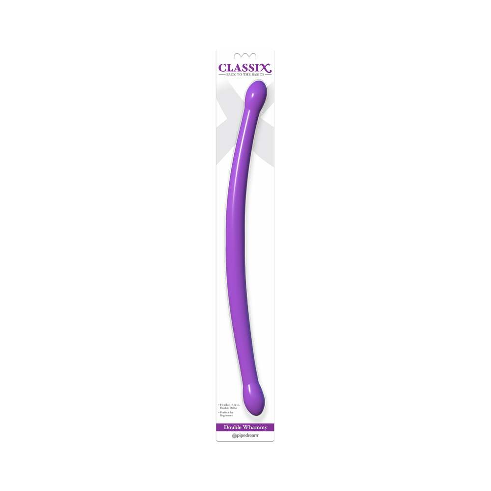 Pipedream Classix Double Whammy 17.25 in. Flexible Dual-Ended Dildo Purple - Fantasies Boutique