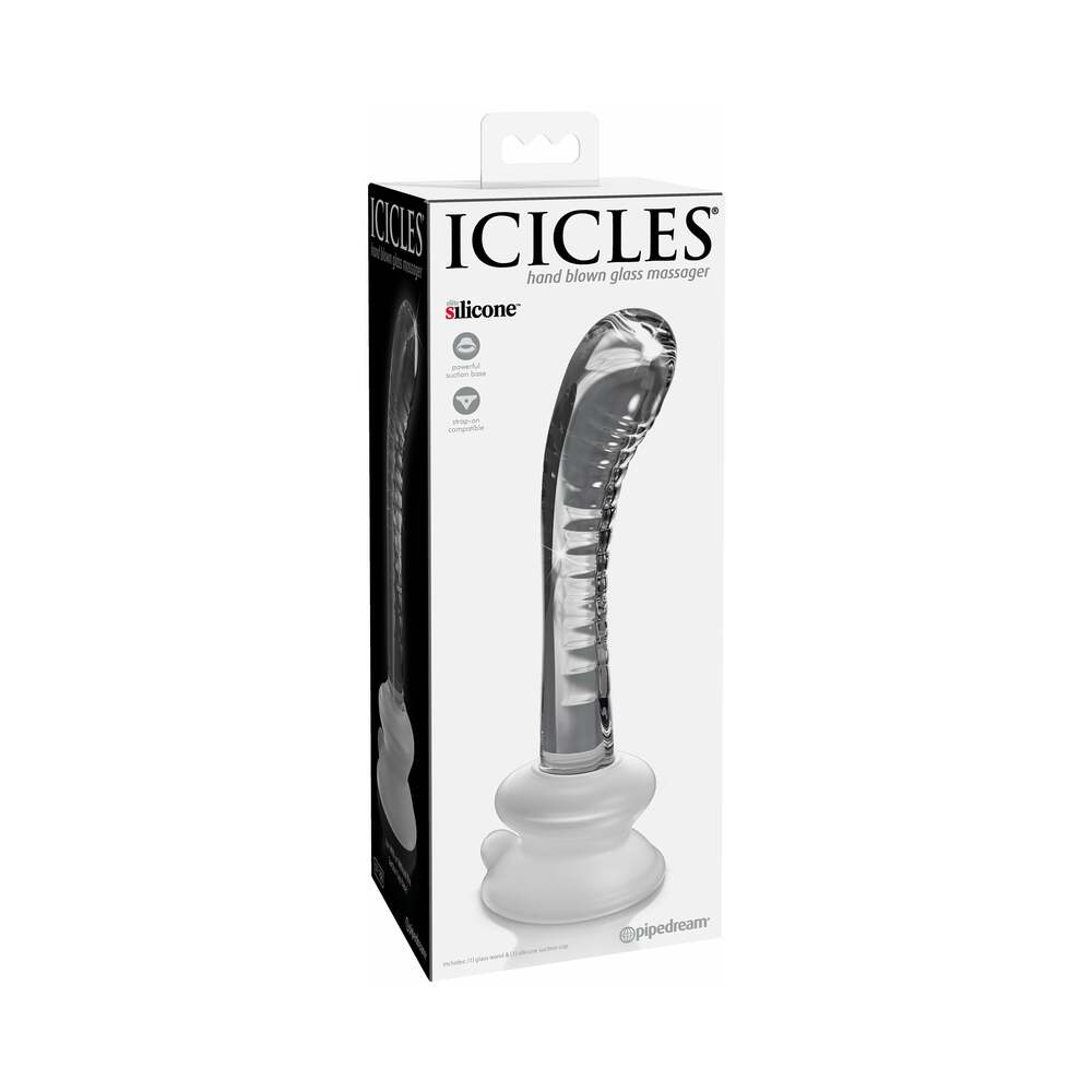 Icicles No. 88 Curved Glass G-Spot Massager With Suction Cup Clear - Fantasies Boutique