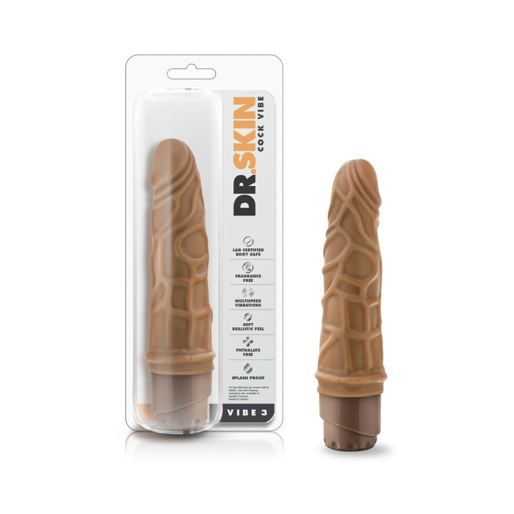 Dr. Skin Vibe 3 Realistic 7.25 in. Vibrating Dildo Tan - Fantasies Boutique