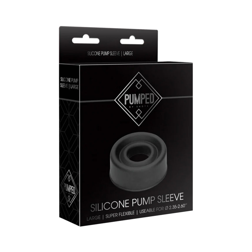 Shots Pumped Silicone Pump Sleeve Black Large - Fantasies Boutique