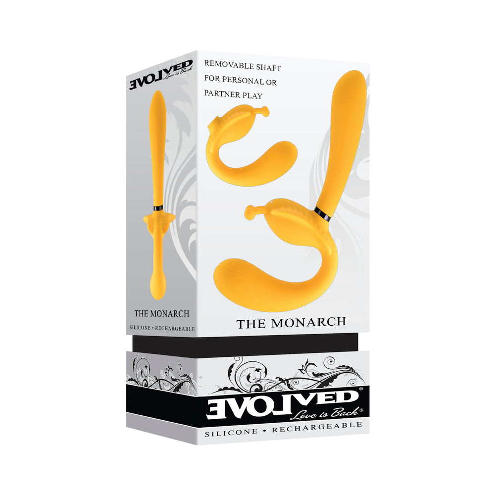 Evolved Monarch Rechargeable Silicone Multifunction Vibrating Strapless Strap-On Yellow - Fantasies Boutique