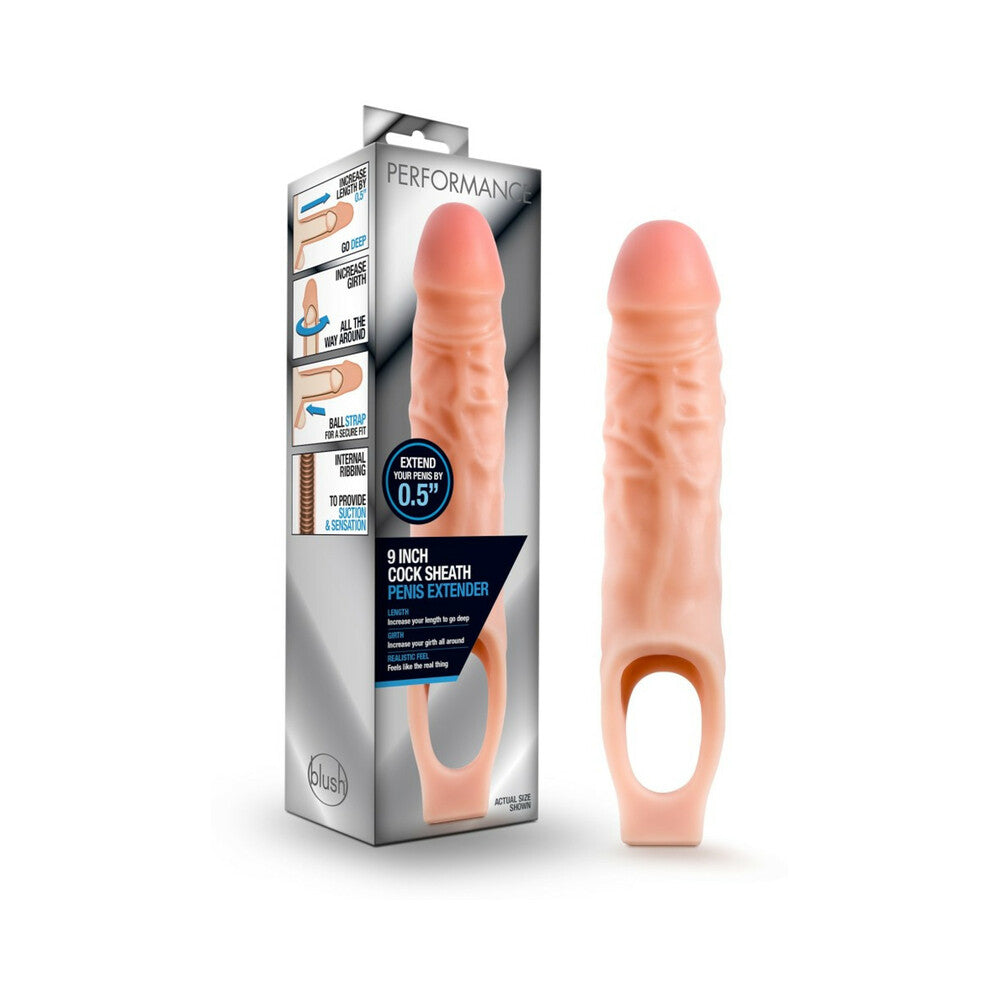 Blush Performance 9 in. Cock Sheath Penis Extender Sling Beige - Fantasies Boutique
