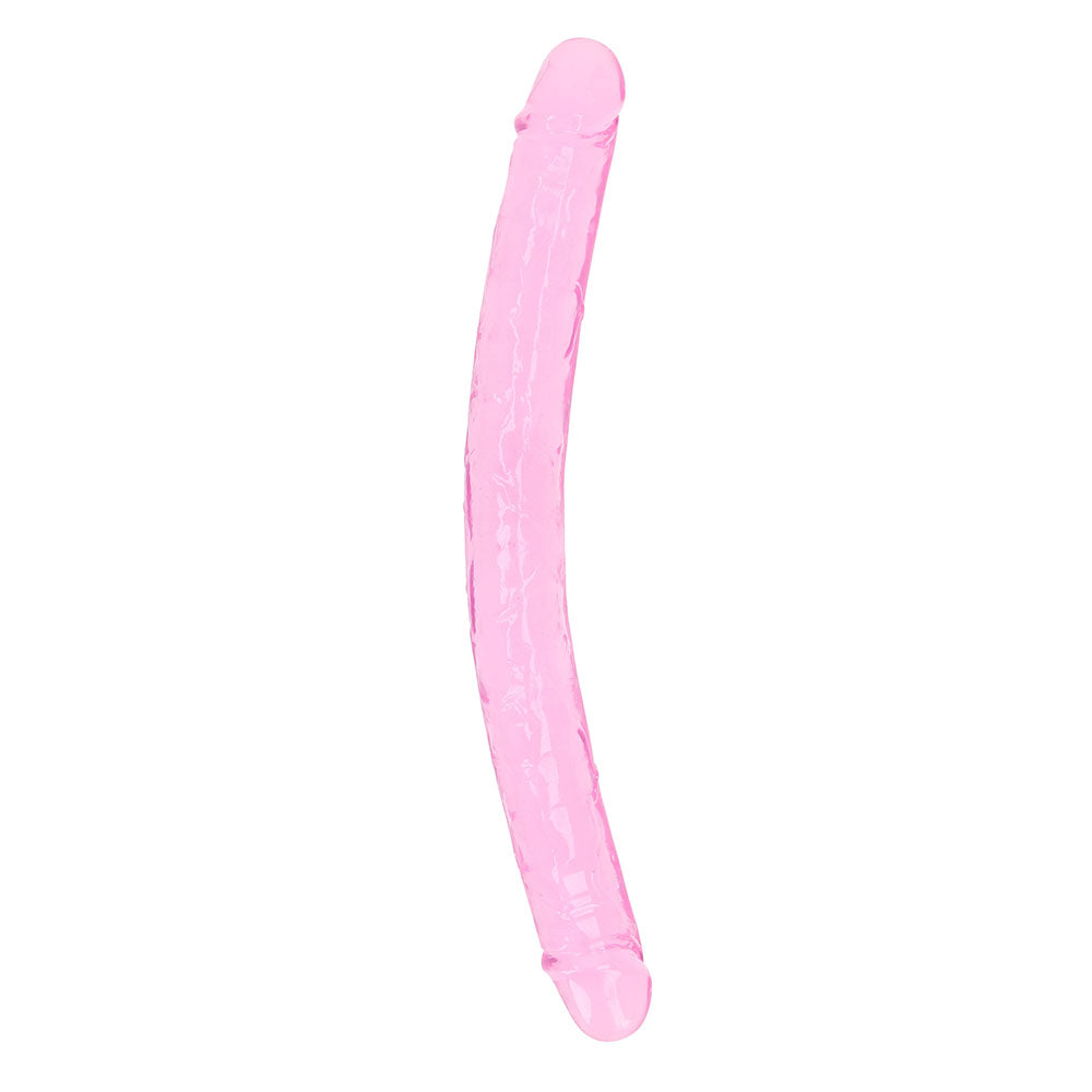 RealRock Crystal Clear Double Dong 13 in. Dual-Ended Dildo Pink - Fantasies Boutique