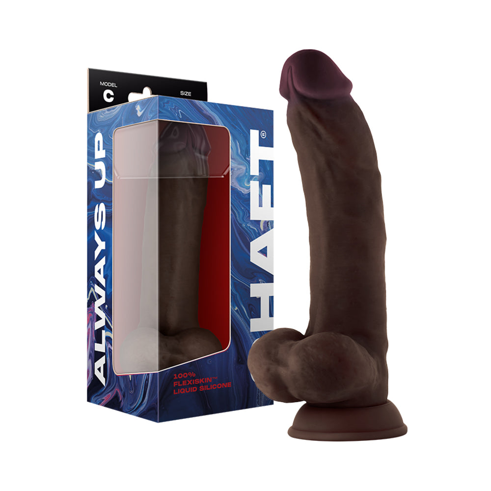 Shaft Model C: 9.5 in. Dual Density Silicone Dildo with Balls Mahogany - Fantasies Boutique