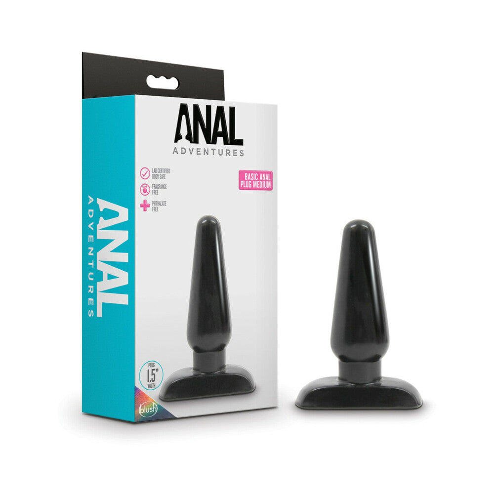 Blush Anal Adventures Basic Anal Plug Medium Black - Fantasies Boutique