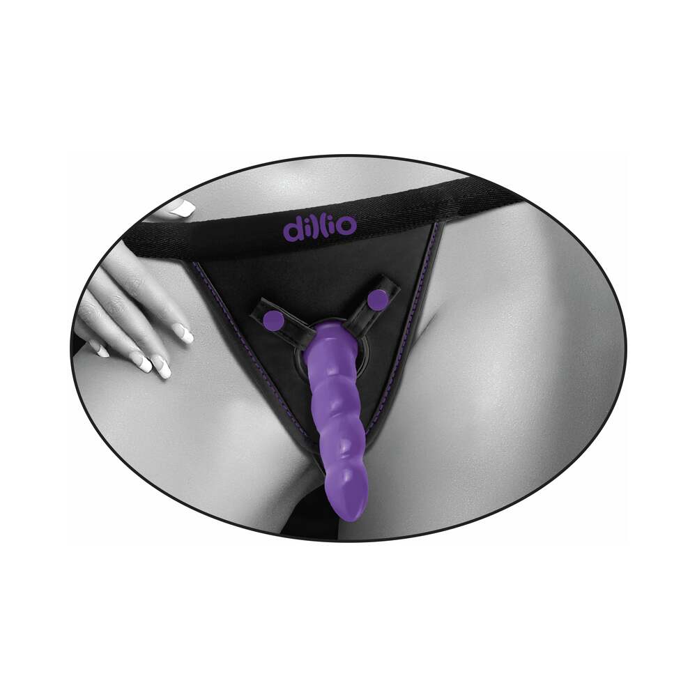 Dillio Adjustable Perfect Fit Harness Black/Purple - Fantasies Boutique