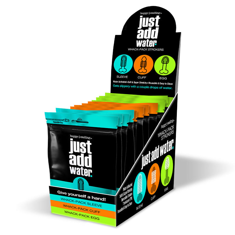 Happy Ending Just Add Water Self-Lubricating Whack Pack - Assorted 12-Piece P.O.P - Fantasies Boutique