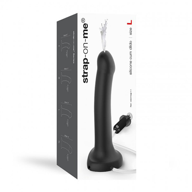 Strap-On-Me Silicone Ejaculating Cum Dildo Black L (fluid not included) - Fantasies Boutique