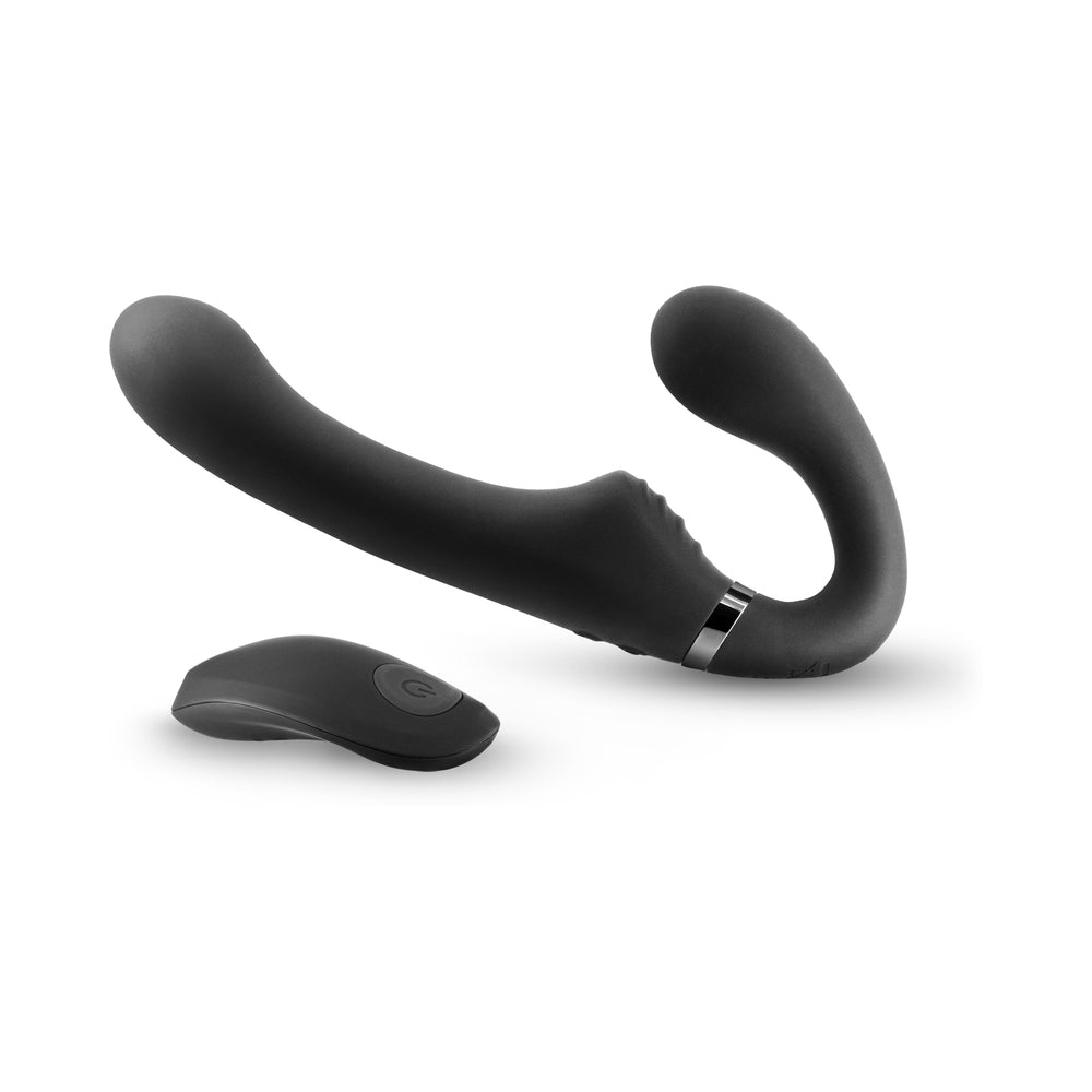 ShiShi Midnight Rider Vibrating Strapless Strap-On Black - Fantasies Boutique