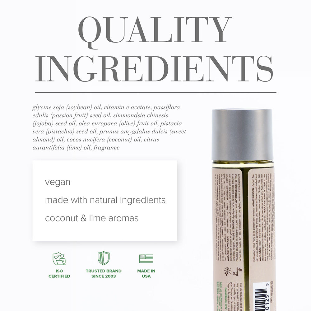 JO Naturals Massage Oil Coconut & Lime 4 oz. - Fantasies Boutique