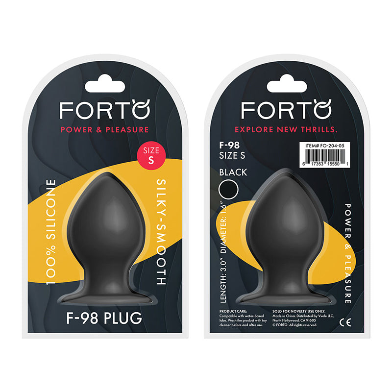 Forto F-98 Cone Silicone Anal Plug Small Black - Fantasies Boutique